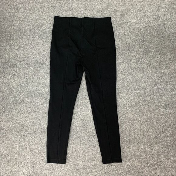 Ann Taylor Faux Leather Pants Womens 8 Black Stretch Panel Side Zip Tapered - Picture 8 of 11